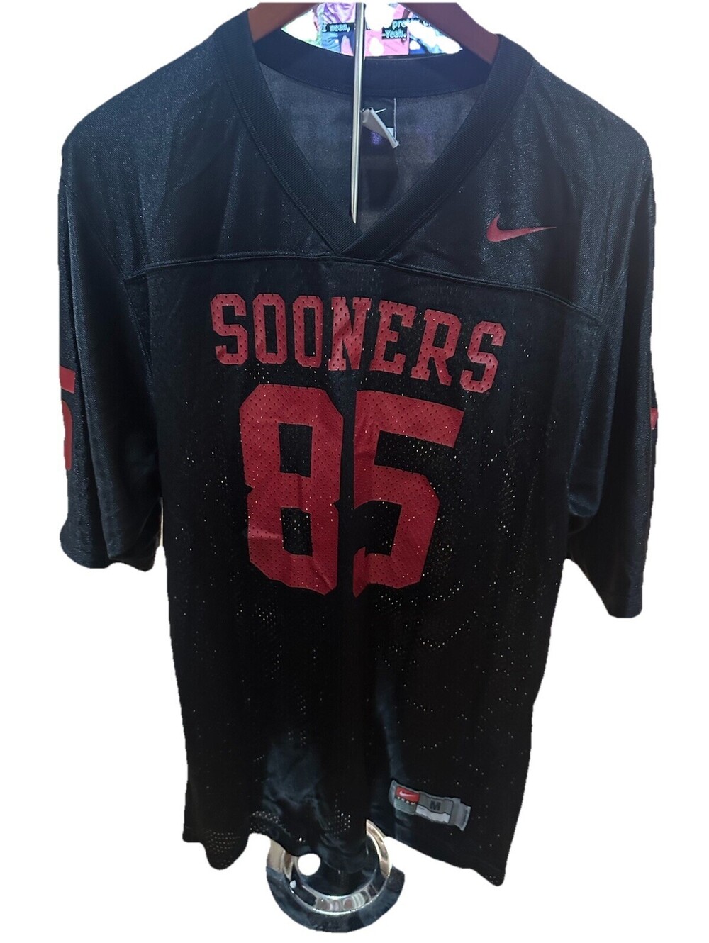 Nike Oklahoma Sooners #85 Football Jersey Black Crimson Mesh Mens Medium OU